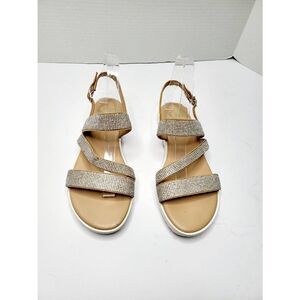 Gianni Bini Women Rhinestone Sandals Silver and Tan Size 8.5M